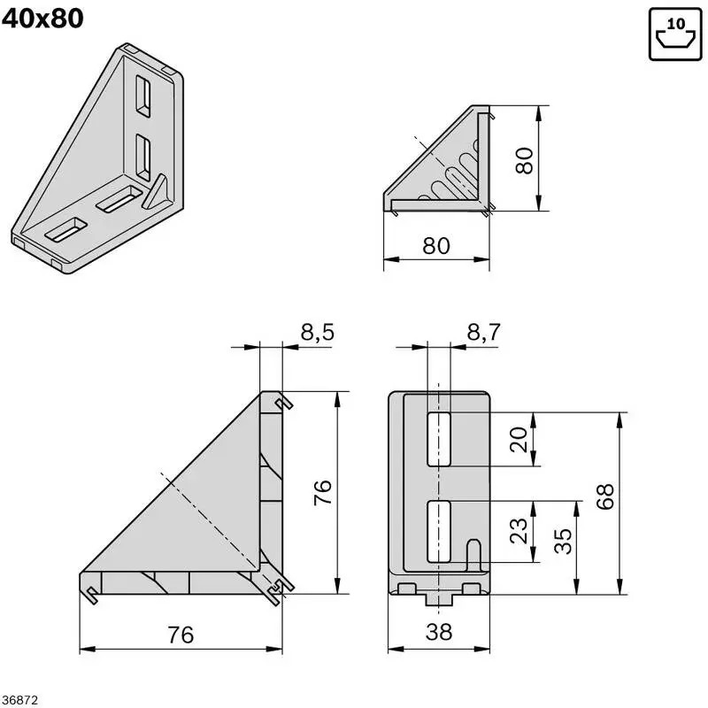 3842551604 ANGLE 40X80 SILVER SET Bosch Rexroth - Superior Quality