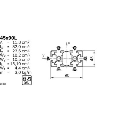 3842553612 Profil Drept 45x90L Bosch Rexroth - Calitate Superioară