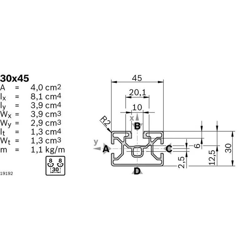 3842557213 Straight Profile 30x45 Bosch Rexroth - Superior Quality