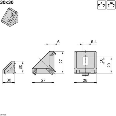 3842523528 UNGHI 30X30 8/8 SET Bosch Rexroth - Calitate Superioară