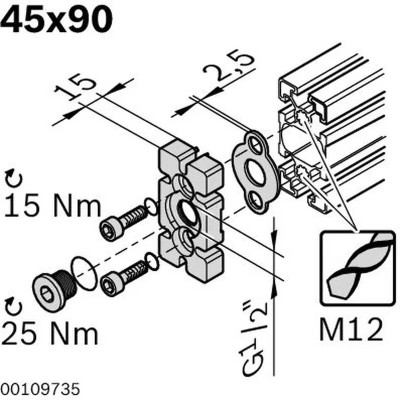 3842523097 Flange Plate 45x90 Bosch Rexroth, superior quality