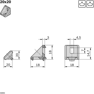 3842523508 ANGLE 20X20 Profile Accessories Bosch Rexroth