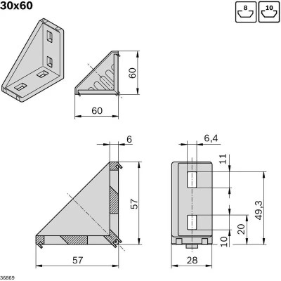 3842523538 ANGLE 30X60 Profile Accessories Bosch Rexroth