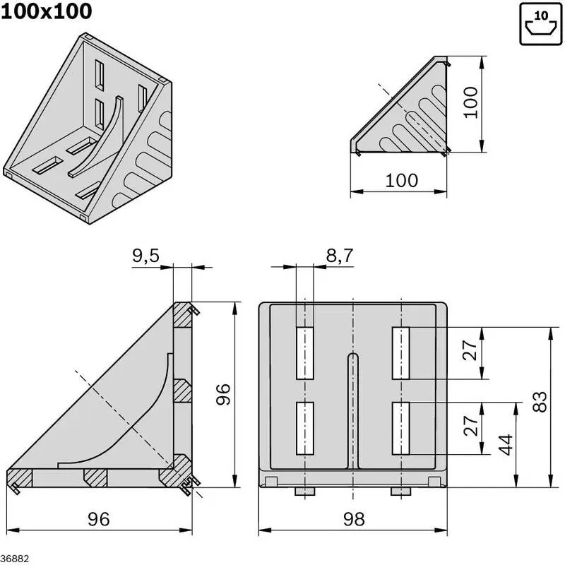 3842530460 ANGLE 100X100 Accessories Bosch Rexroth, local support