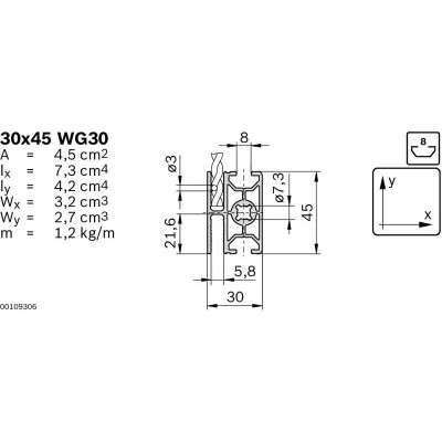 3842557228 Profil Tip Cadru 30X45 WG30 Bosch Rexroth, suport local