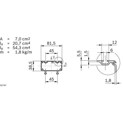 3842993446 PROFIL 90X45 CHUTE ESD Bosch Rexroth - Calitate Superioară