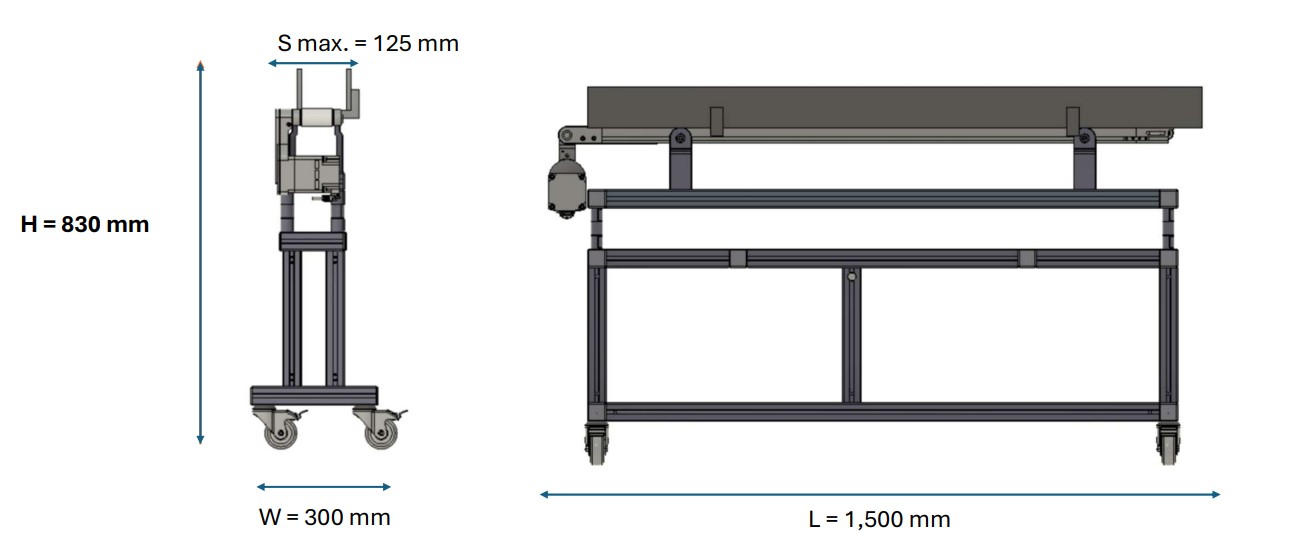 Conveior industrial reglabil pentru diferite produse